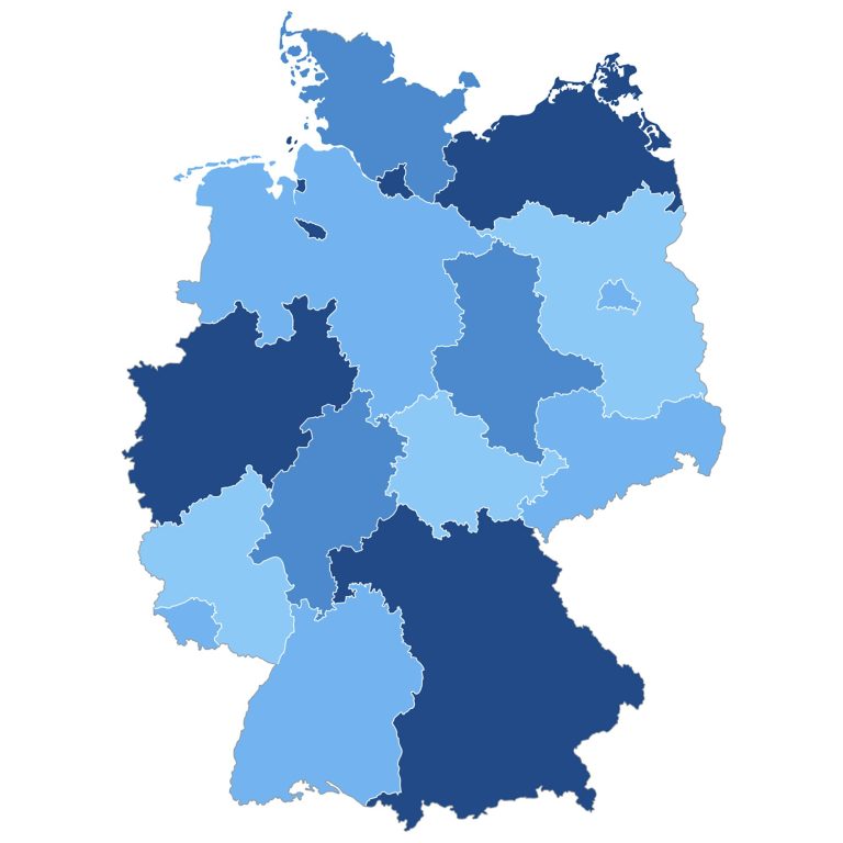 Karte mit Handwerkskammern und Außenwirtschaftsberatung  Deutschland 